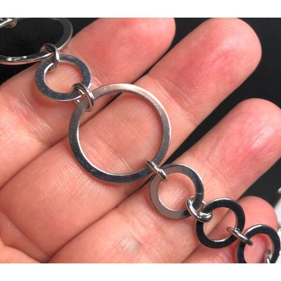 1728 CHICO'S silver tone circle link station necklace 34-37" - Picture 2 of 3